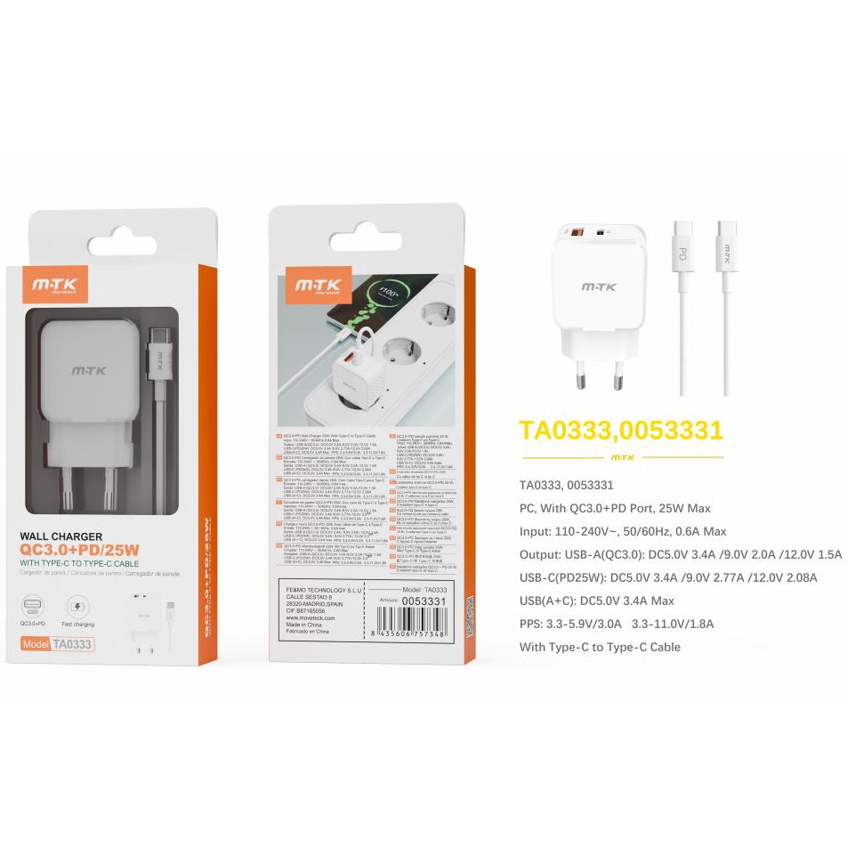 Cargador TA0333 PD/25W
